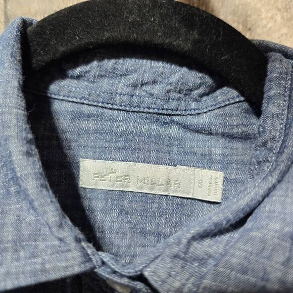 Peter Millar Blue Chambray Button Up Tunic Top - Picture 4 of 4